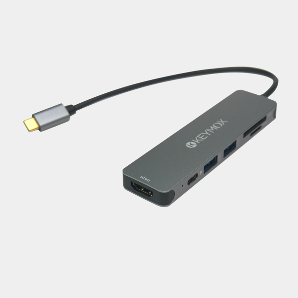 KEYMOX USB C Hub 6-in-1 Multiport Dongle with 2 USB-A, 100W PD Charging, 4K HDMI, SD/TF Card Reader